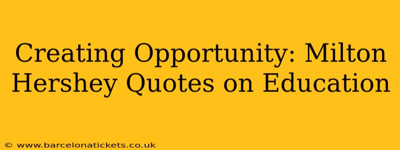 Creating Opportunity: Milton Hershey Quotes on Education