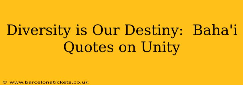 Diversity is Our Destiny:  Baha'i Quotes on Unity