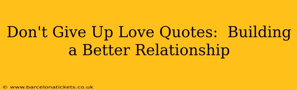 Don't Give Up Love Quotes:  Building a Better Relationship