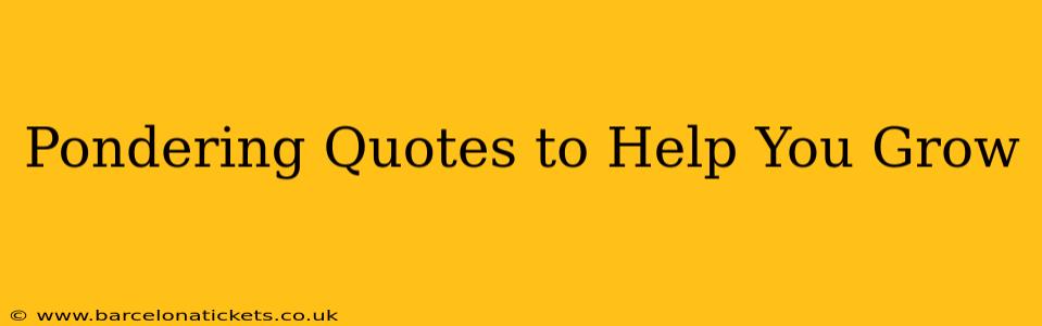 Pondering Quotes to Help You Grow