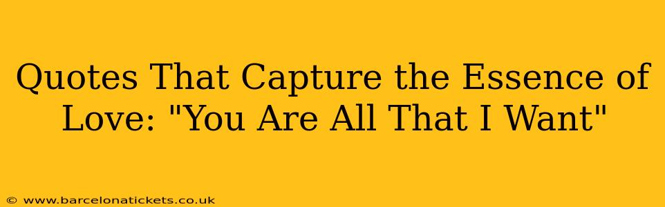 Quotes That Capture the Essence of Love: "You Are All That I Want"