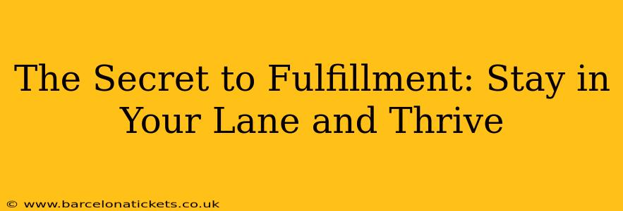 The Secret to Fulfillment: Stay in Your Lane and Thrive