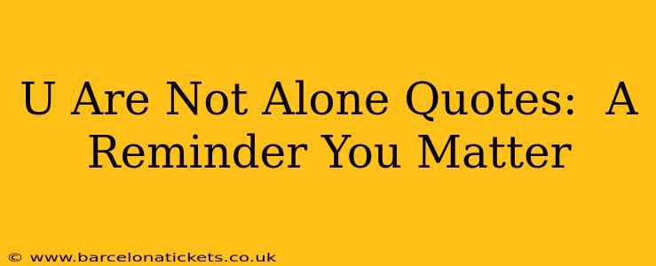 U Are Not Alone Quotes:  A Reminder You Matter